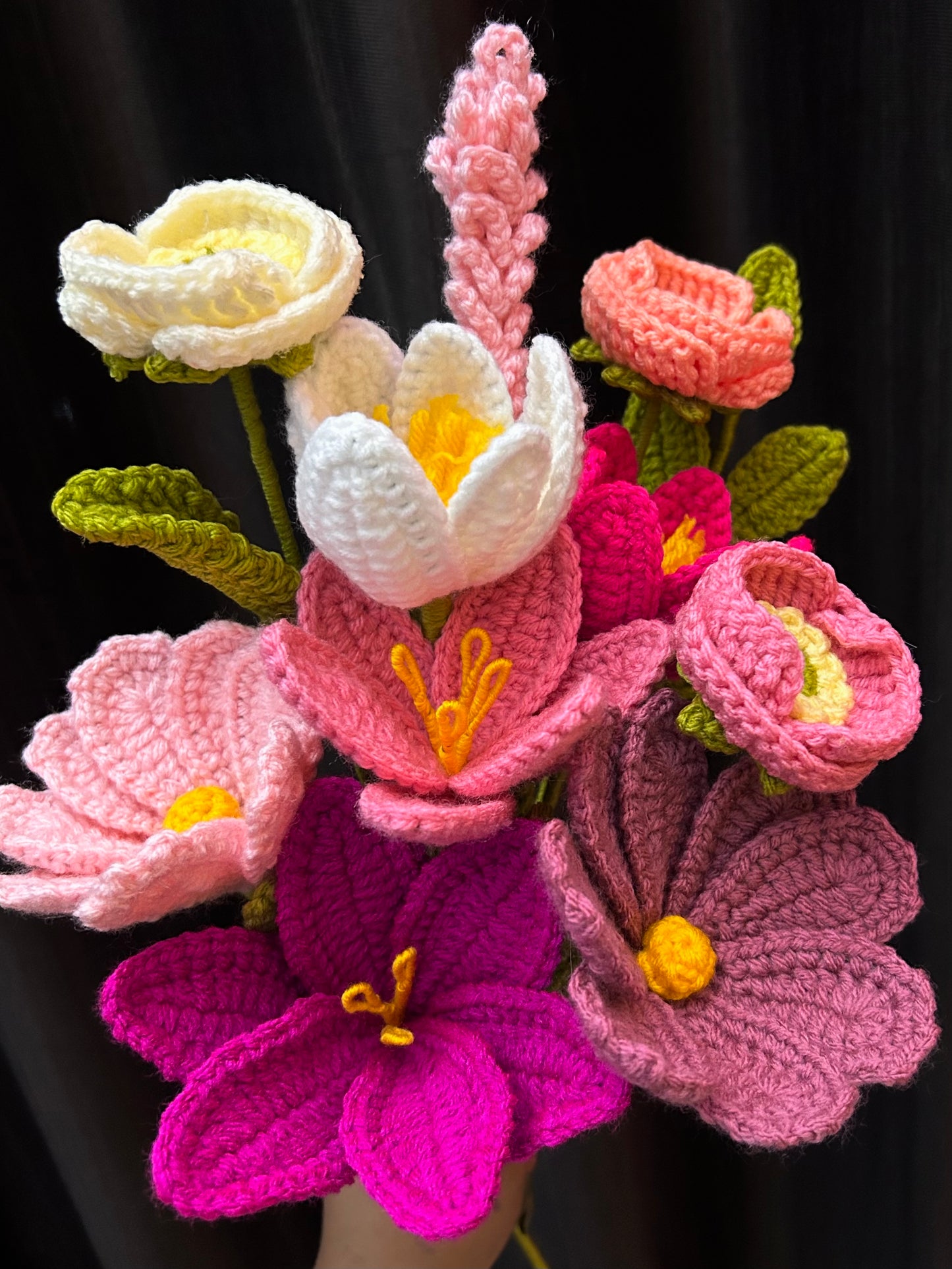 Crochet Mixed Flower Bunch — Everlasting Bouquet (10 Flowers)